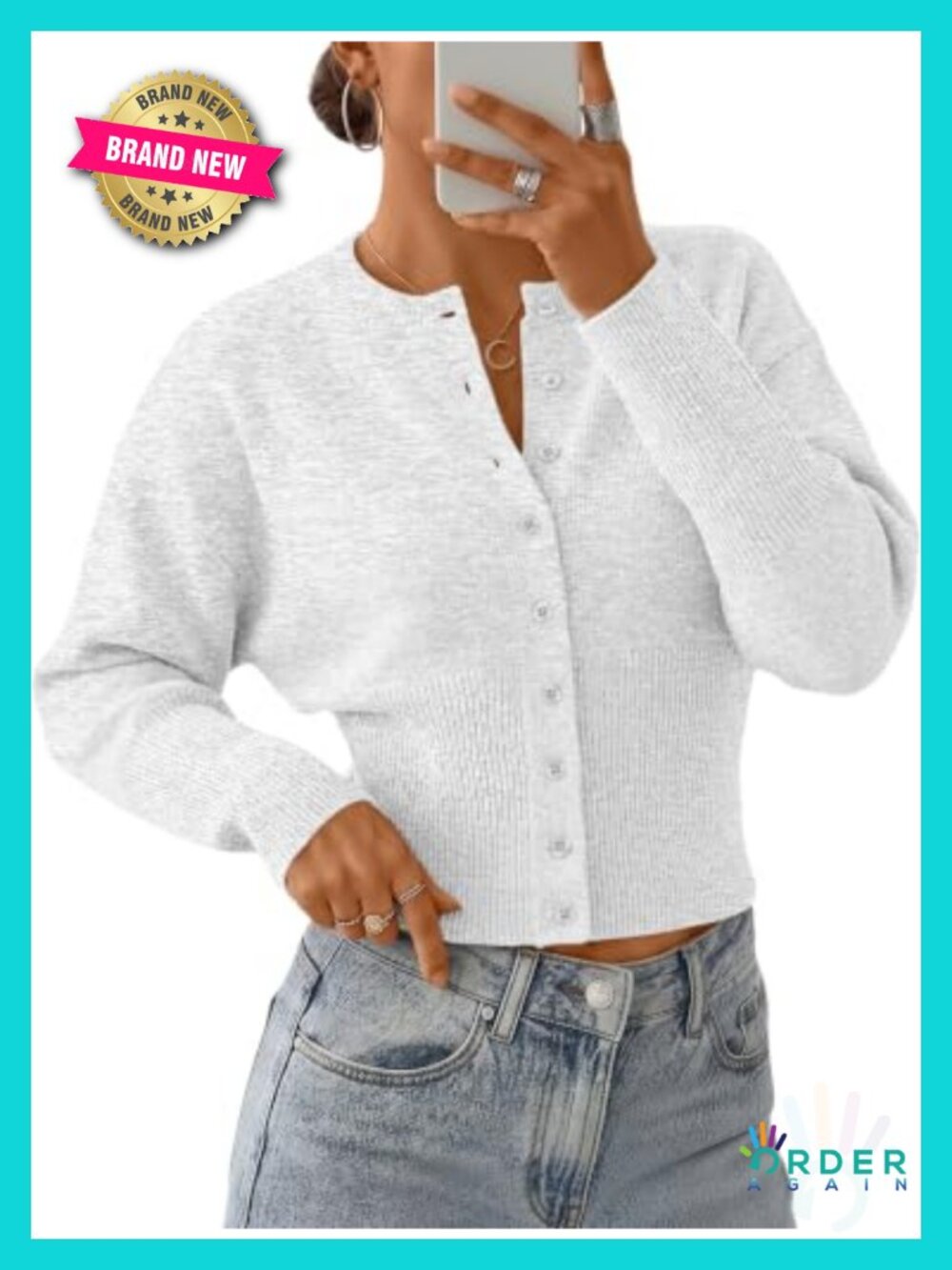 Womens Cropped Lightweight Button-Up Cardigan Sweater Fall Layering Piece